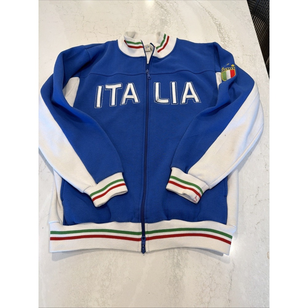 Italia Italy Track Jacket Big Logo Zip Up Embroidered SIZE XL